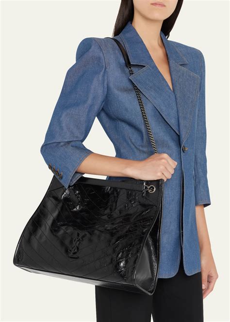 large leather shopper tote ysl|ysl denim tote.